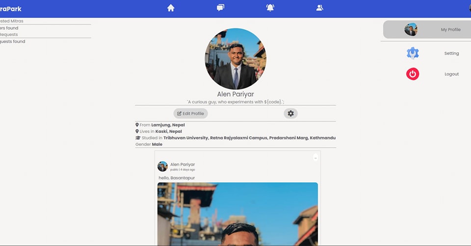 MitraPark - Social Media and Social Networking System