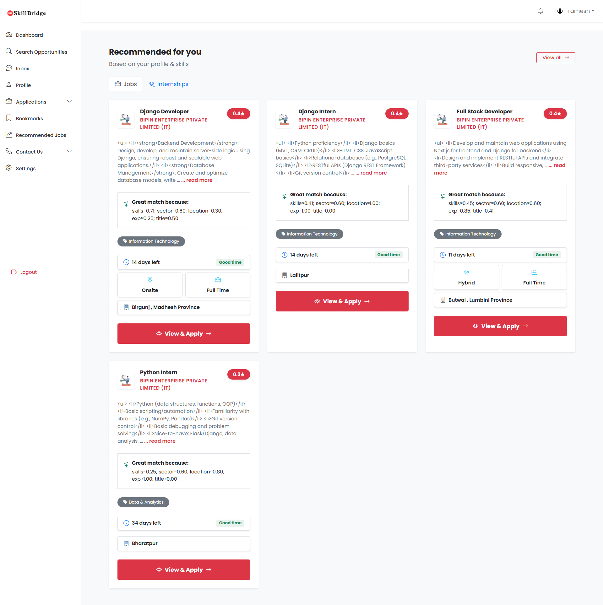 Specific Job Recommendation